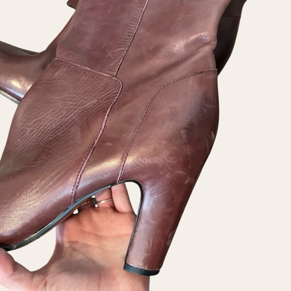 Burgundy leather knee high heeled boots Sam Edelman Seraphina size 11 - Picture 6 of 10